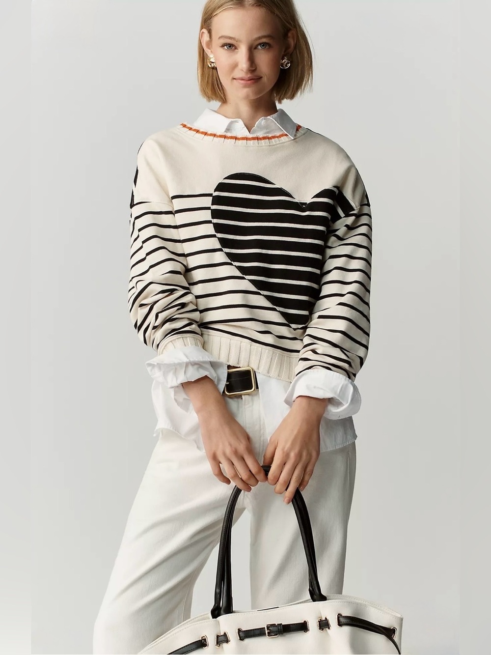 🌺Anthro Maeve Crop Striped Sweatshirt